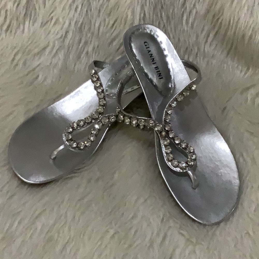 Gianni bini women’s silver sparkling rhinestone heel beach summer sandal…